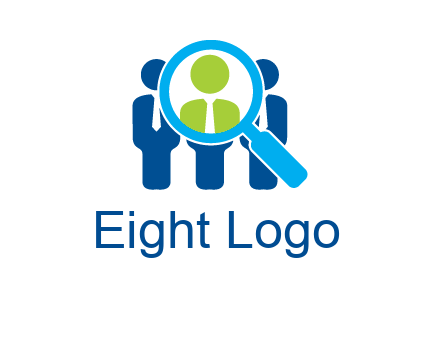 executives under magnifying glass employment logo