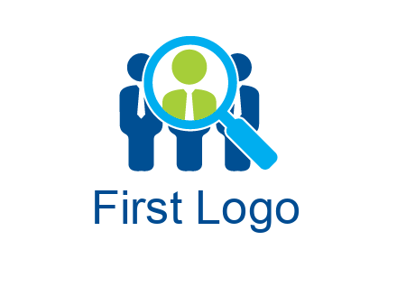 executives under magnifying glass employment logo