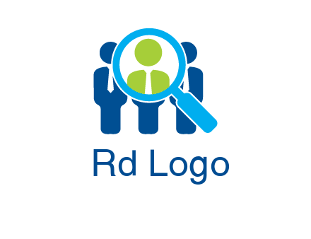 executives under magnifying glass employment logo