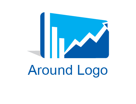 progressive bar and line graph rectangle finance logo