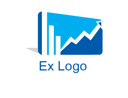 progressive bar and line graph rectangle finance logo