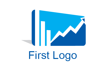 progressive bar and line graph rectangle finance logo