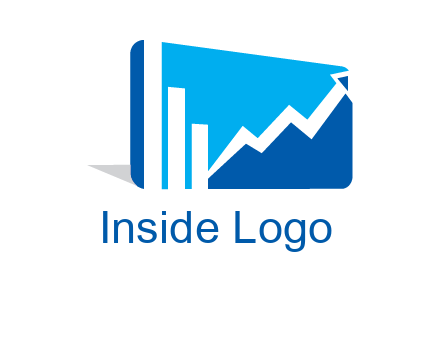 progressive bar and line graph rectangle finance logo