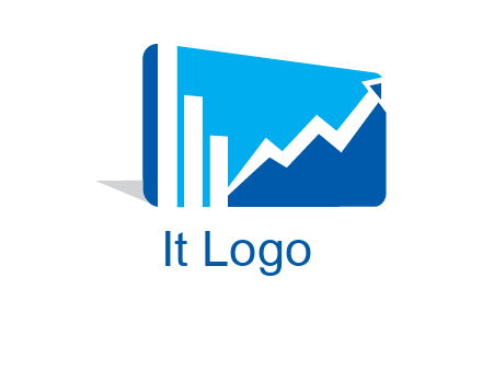 progressive bar and line graph rectangle finance logo