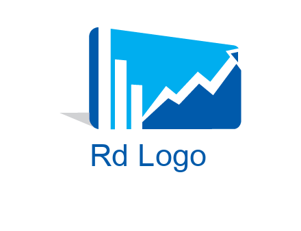 progressive bar and line graph rectangle finance logo