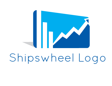 progressive bar and line graph rectangle finance logo