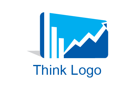 progressive bar and line graph rectangle finance logo