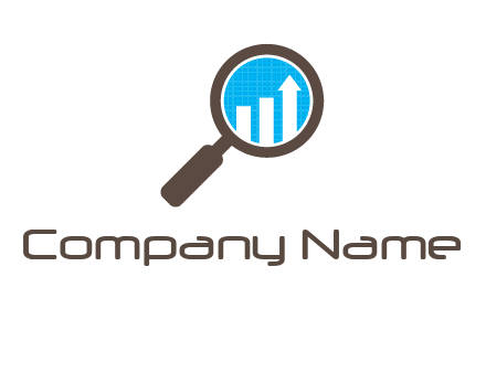 bar graph inside magnifying glass finance logo