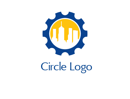 skyscrapers in circle gear logo