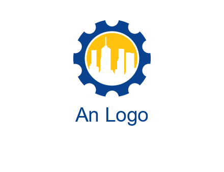skyscrapers in circle gear logo