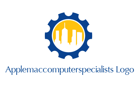 skyscrapers in circle gear logo