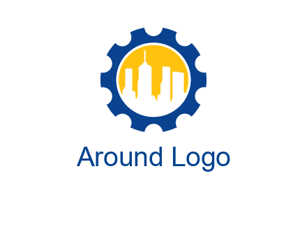 skyscrapers in circle gear logo