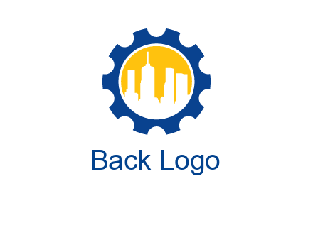 skyscrapers in circle gear logo