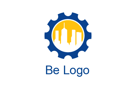 skyscrapers in circle gear logo