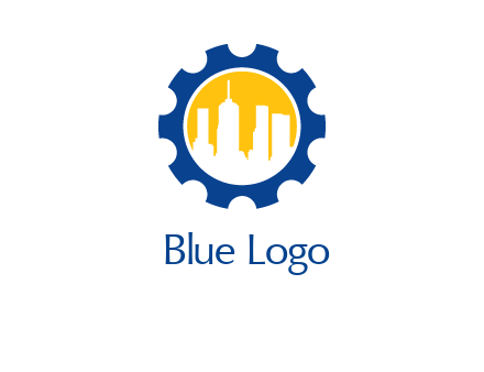 skyscrapers in circle gear logo
