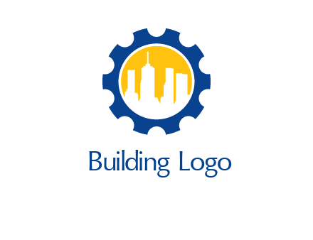 skyscrapers in circle gear logo