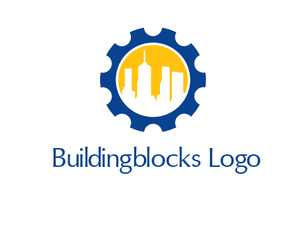 skyscrapers in circle gear logo