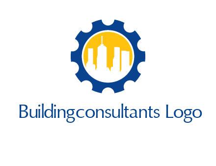 skyscrapers in circle gear logo