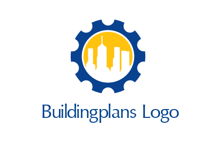 skyscrapers in circle gear logo