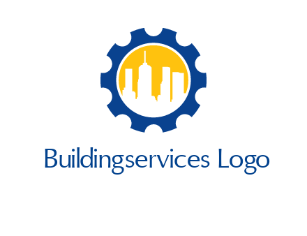 skyscrapers in circle gear logo