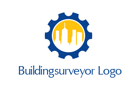 skyscrapers in circle gear logo