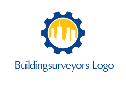 skyscrapers in circle gear logo