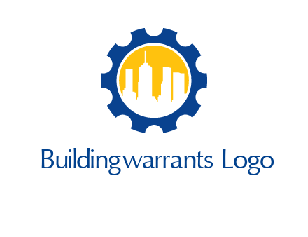 skyscrapers in circle gear logo