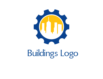 skyscrapers in circle gear logo