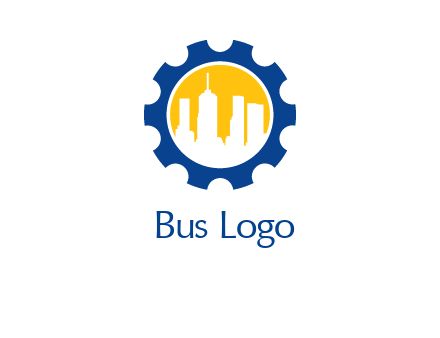 skyscrapers in circle gear logo