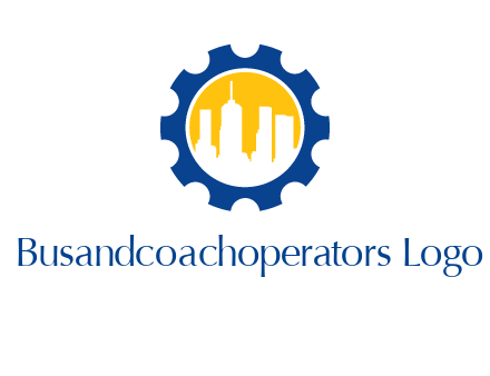 skyscrapers in circle gear logo
