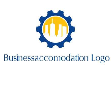 skyscrapers in circle gear logo
