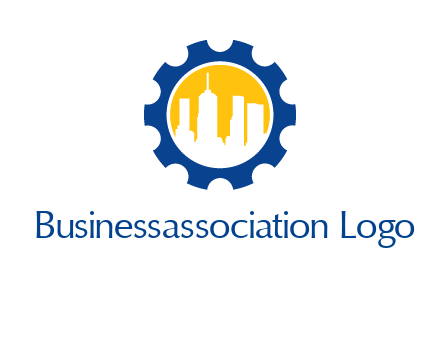 skyscrapers in circle gear logo