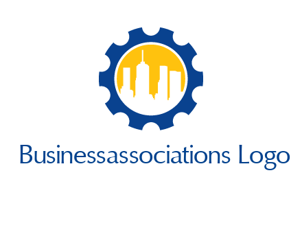 skyscrapers in circle gear logo