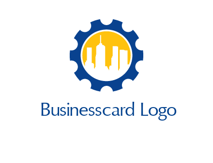 skyscrapers in circle gear logo