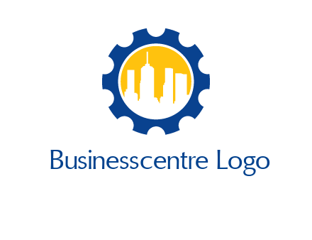 skyscrapers in circle gear logo