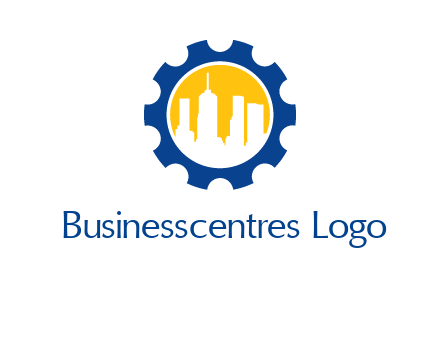 skyscrapers in circle gear logo