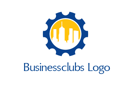 skyscrapers in circle gear logo