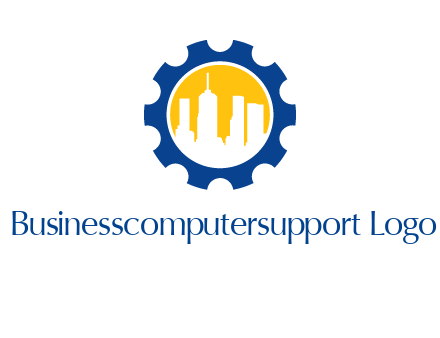 skyscrapers in circle gear logo