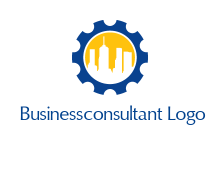 skyscrapers in circle gear logo