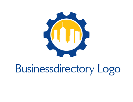 skyscrapers in circle gear logo