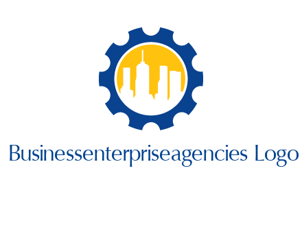 skyscrapers in circle gear logo