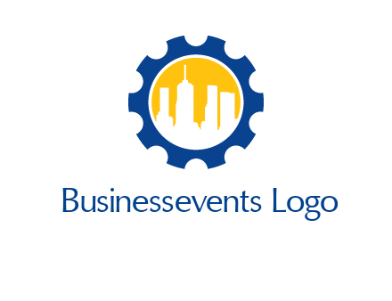 skyscrapers in circle gear logo
