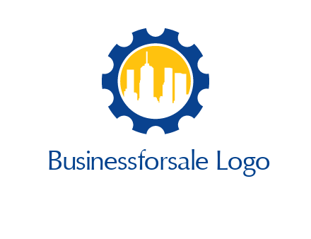 skyscrapers in circle gear logo