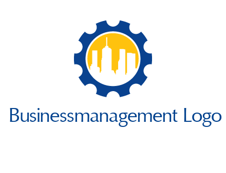 skyscrapers in circle gear logo