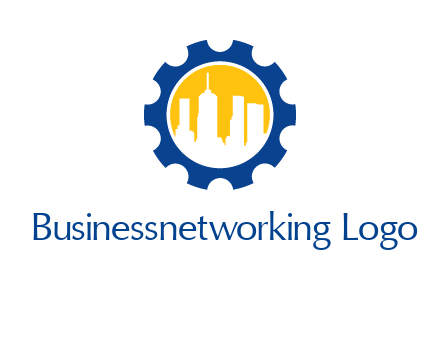 skyscrapers in circle gear logo
