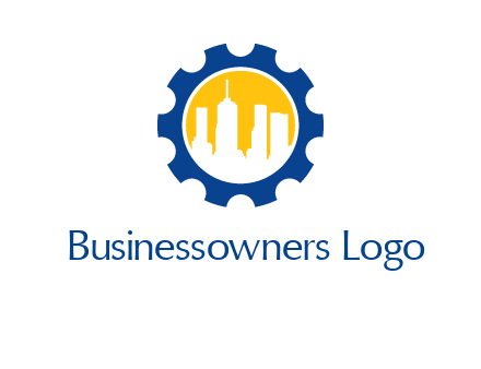 skyscrapers in circle gear logo