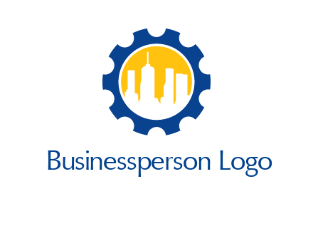 skyscrapers in circle gear logo