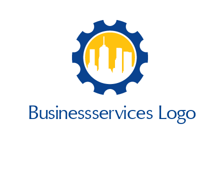 skyscrapers in circle gear logo