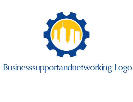 skyscrapers in circle gear logo
