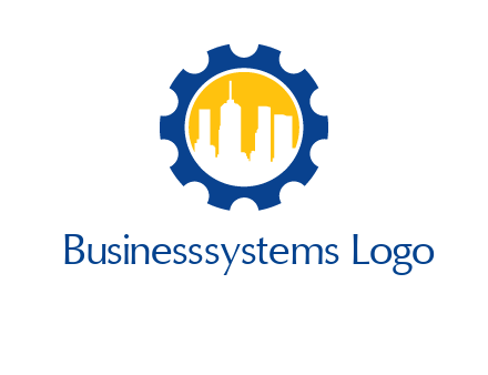 skyscrapers in circle gear logo
